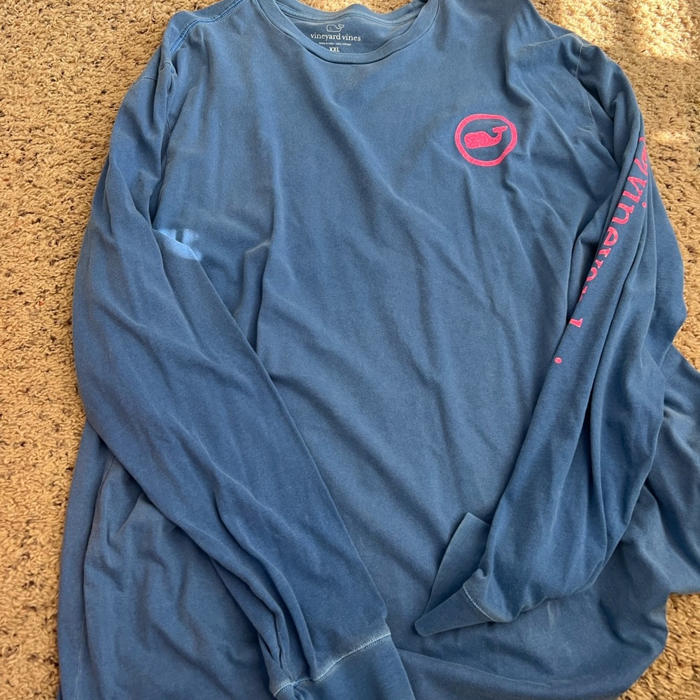 Vineyard Vines Blue Long Sleeve Tee with Sleeve Graphics